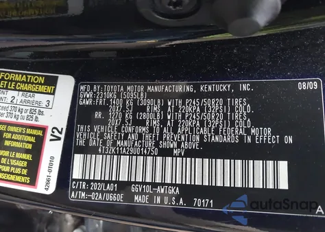 2009 Toyota Venza Base V6 from USA, damaged, VIN 4T3ZK11A29U014750